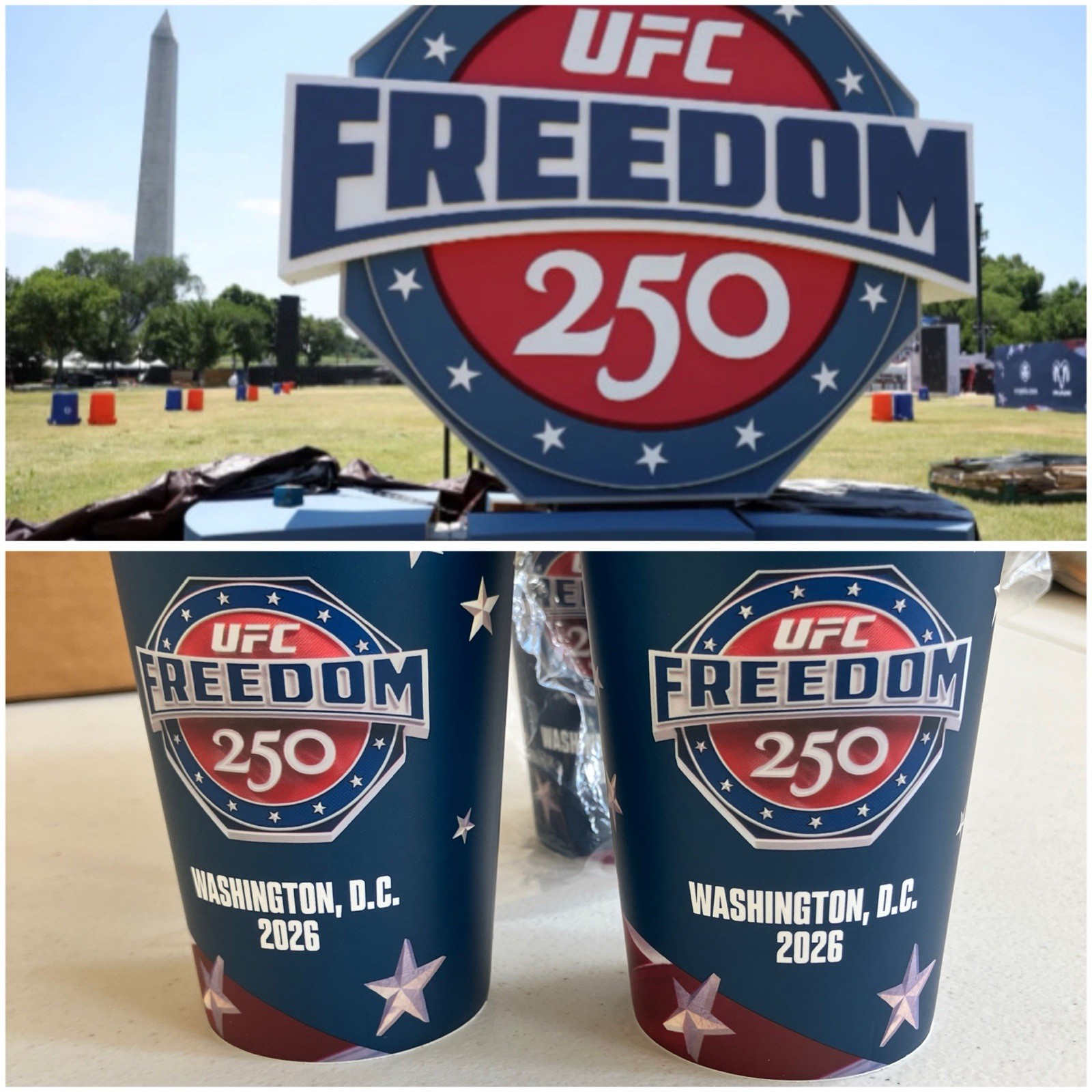 UFC Freedom 250 Exclusive Commerative Plastic 12 oz Reusable Cup Set of 2 | New