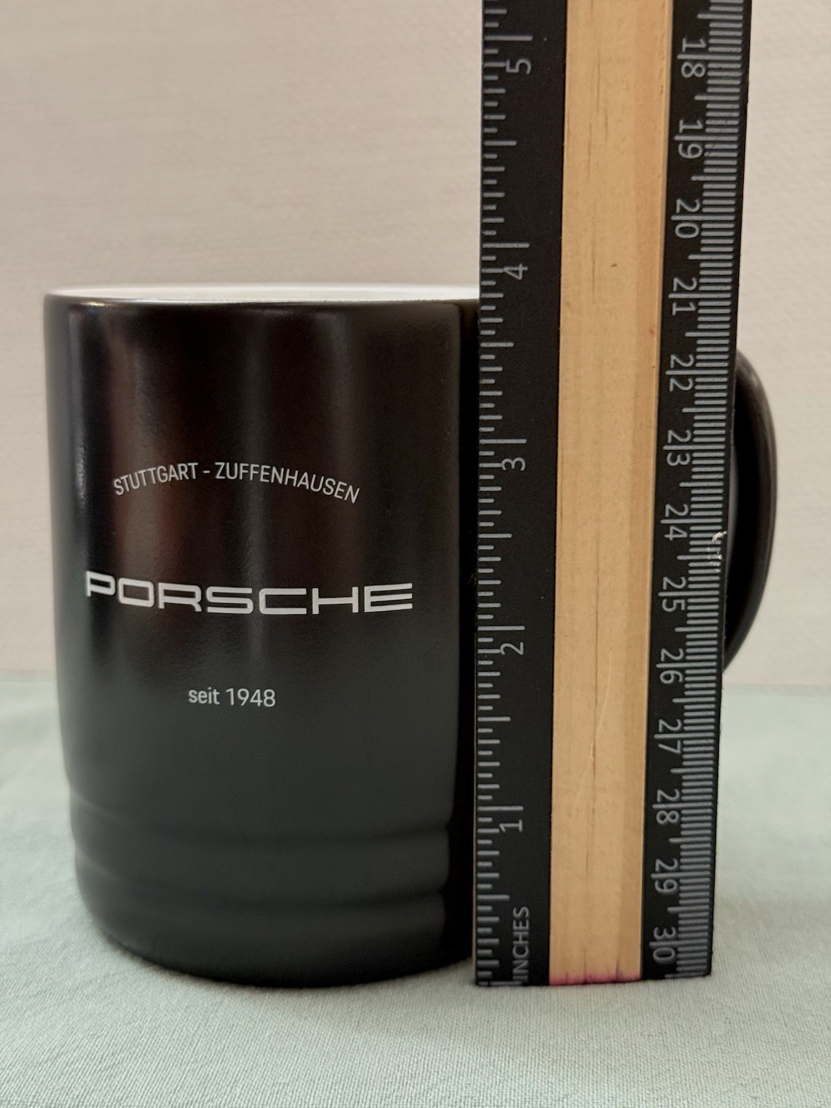 Porsche Black Matte Mug Kahla Germany Stuttgart Zuffenhausen 14oz NWOT