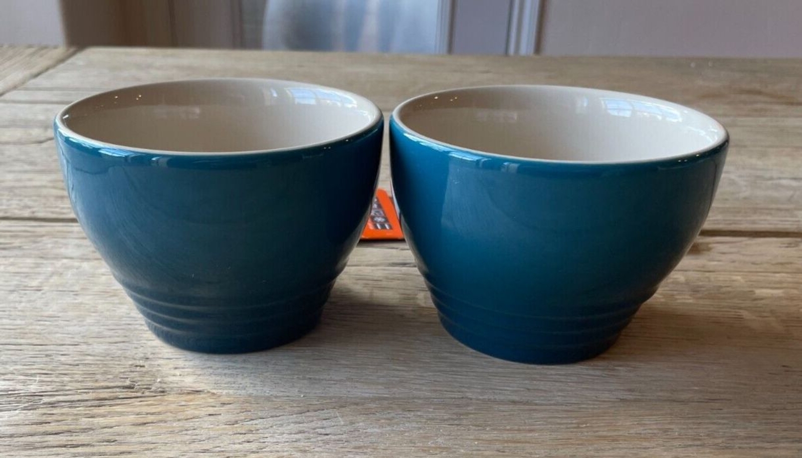 Le Creuset Stoneware Set of 2 Giant Cappuccino Bistro Mug 14 oz Deep Teal NEW