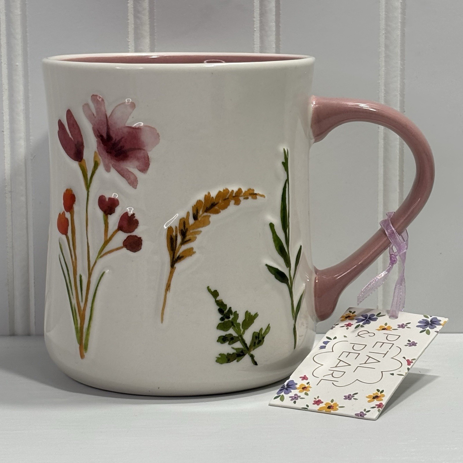 Petal & Pearl Spring Flowers Floral 22 Fl Oz Ceramic Coffee Tea Mug Gift