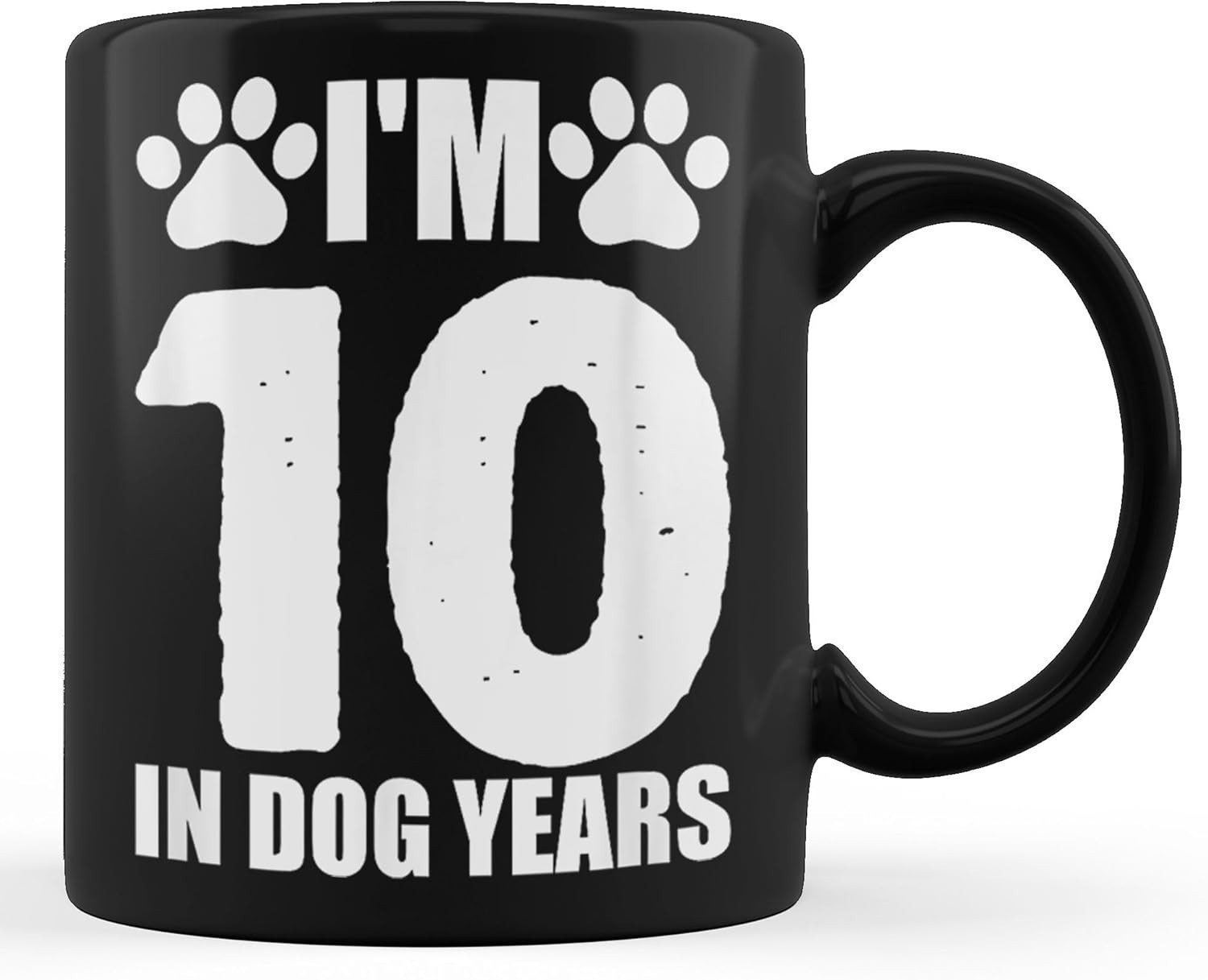I’m 10 in Dog Years Mug 11oz Funny 70th Birthday Black Ceramic Coffee Cup Gift