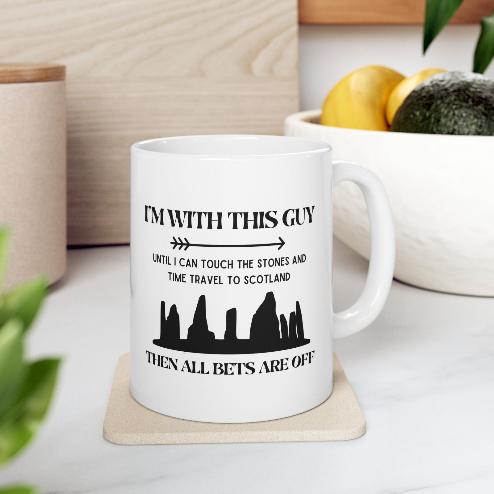 Scotland Time Travel Standing Stones Coffee Mug Sassenach Fan Gift Ceramic 11oz