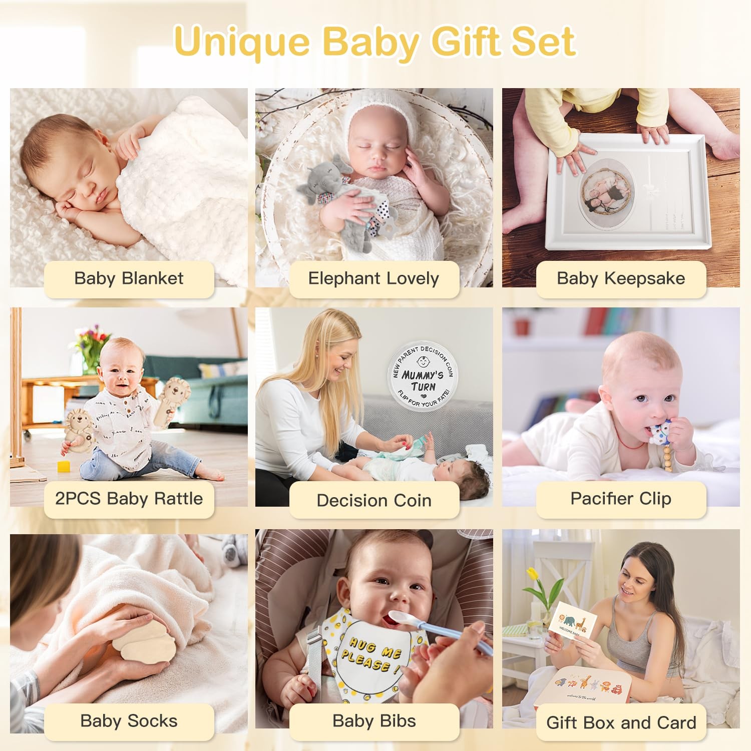 Baby Shower Gifts for Boys Girls, Baby Gifts Basket Newborn Blanket Rattle To…