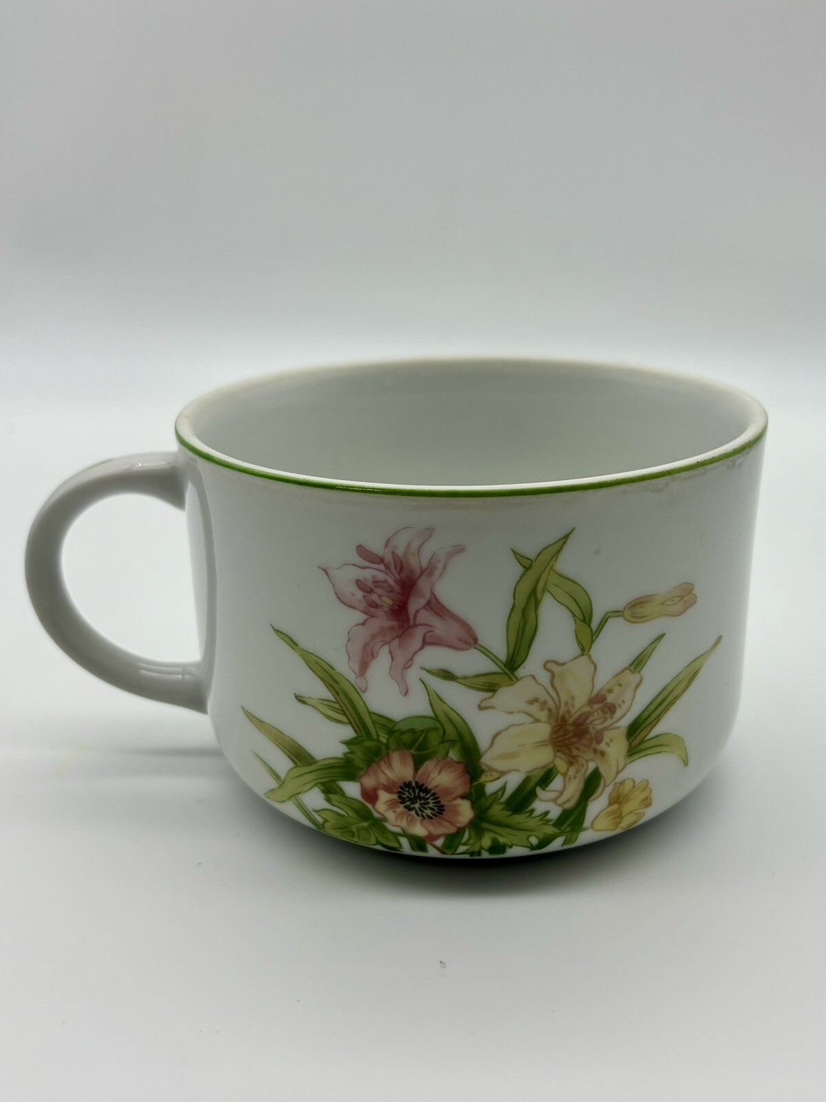 Jade Lily Porcelain Shafford Soup Cups Unit of 1 Japan 1970 Vntg 14 oz Handle