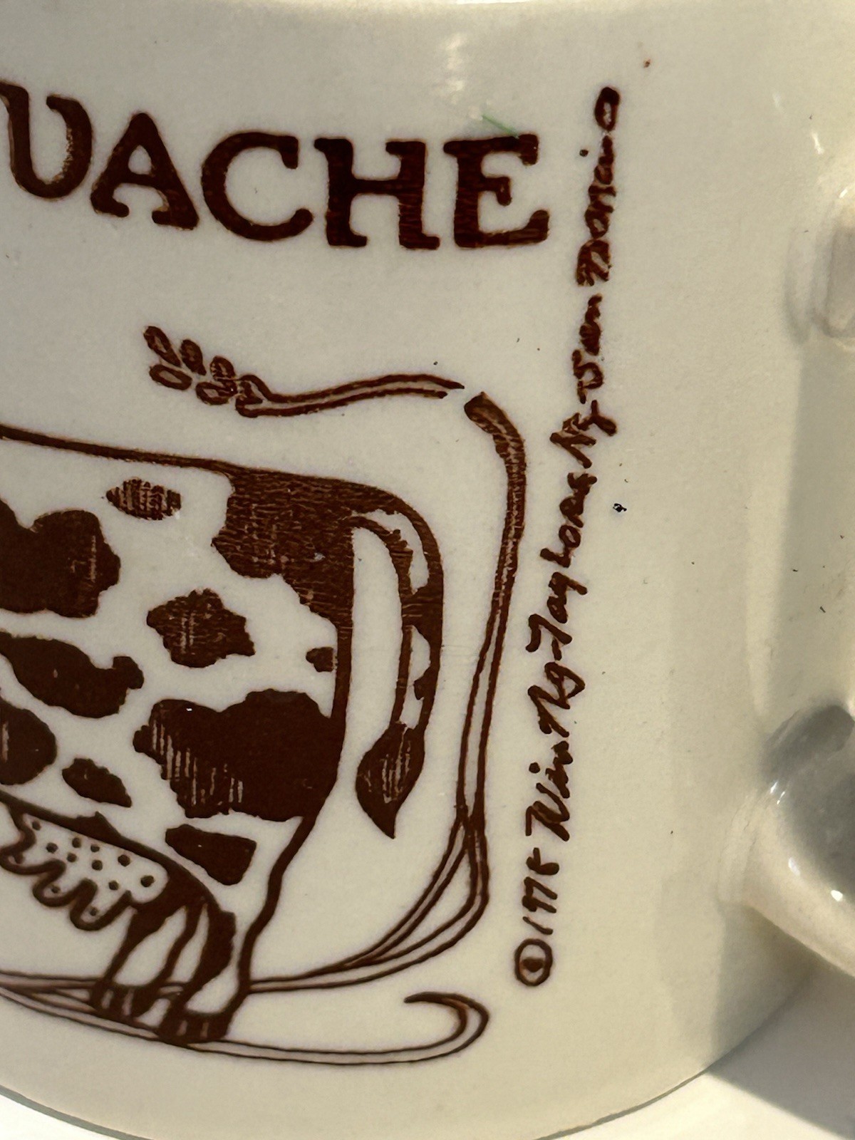 Vintage 1978 Taylor & Ng La Vache La Bulle Cow Mug Japan Stoneware Brown Cream