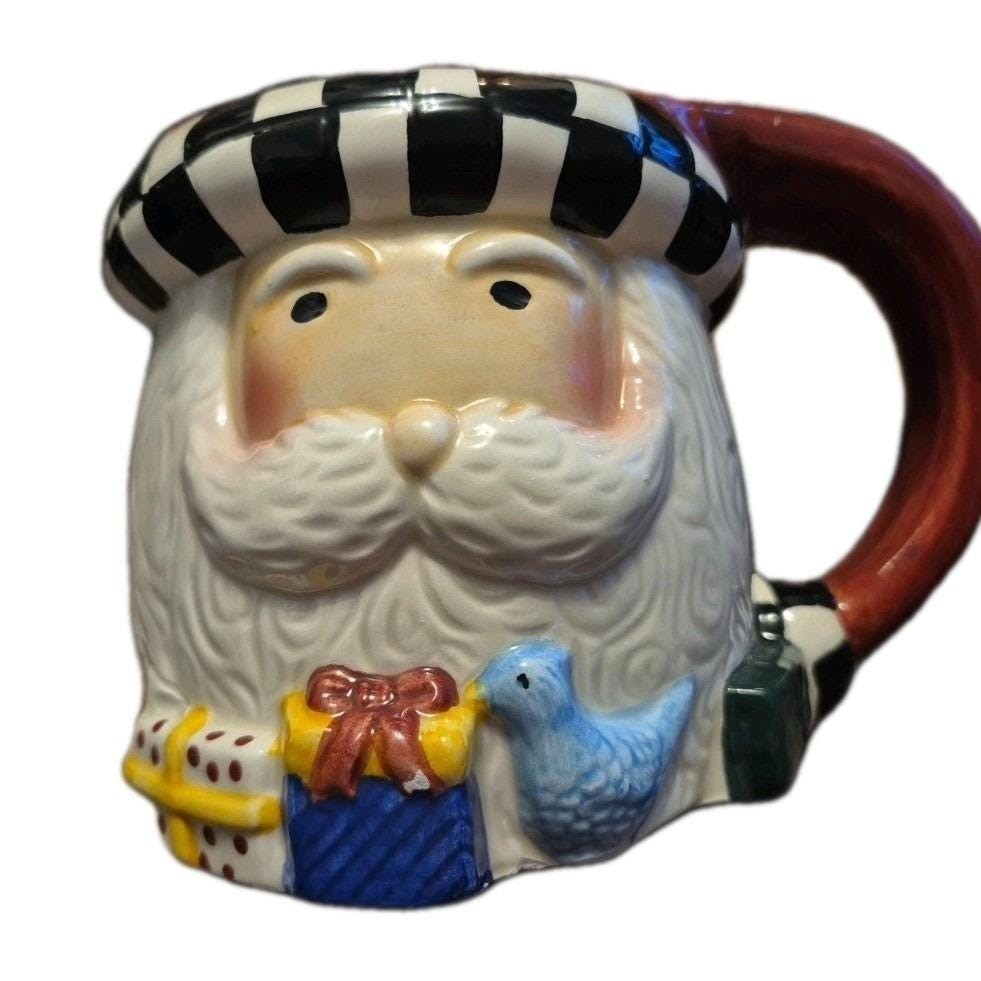 Sakura Santa Mug Hand Painted DEBBIE MUMM Coffee Chocolate Christmas Holiday