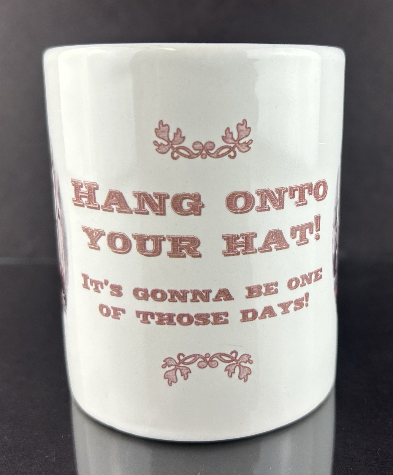 Leanin’ Tree Hang Onto Your Hat Coffee Mug Valerie Tabor-Smith 1994 Funny Mug