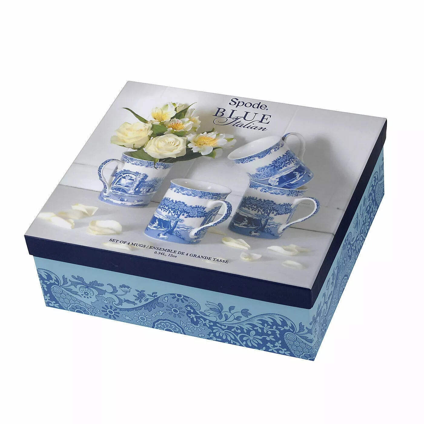 Blue Italian 12 oz. Mugs – Set of 4 in Gift Box (price includes shipping)