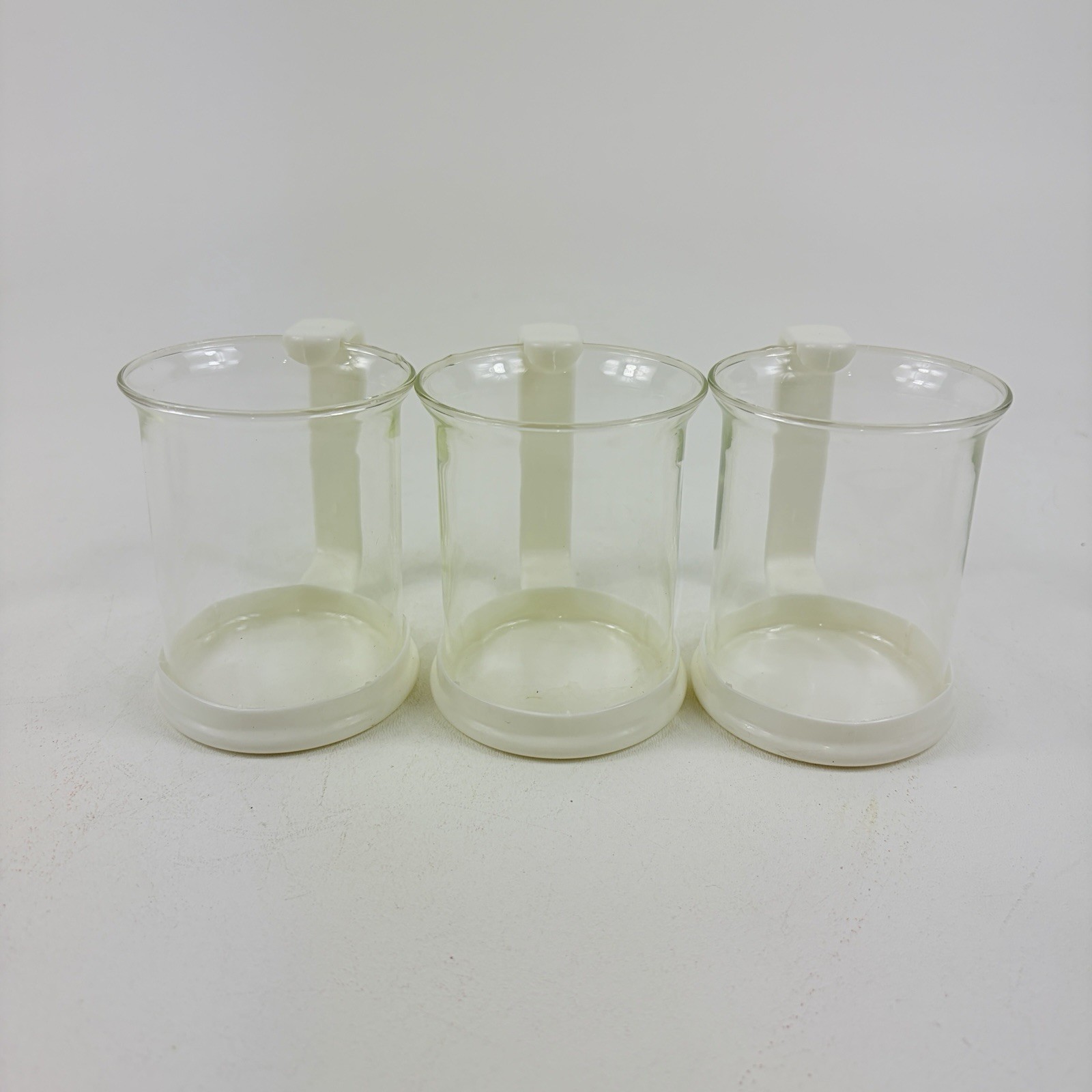 BODUM Brazil Clear Glass w/White Plastic Handles Espresso Cups Coffee Mugs Set 6