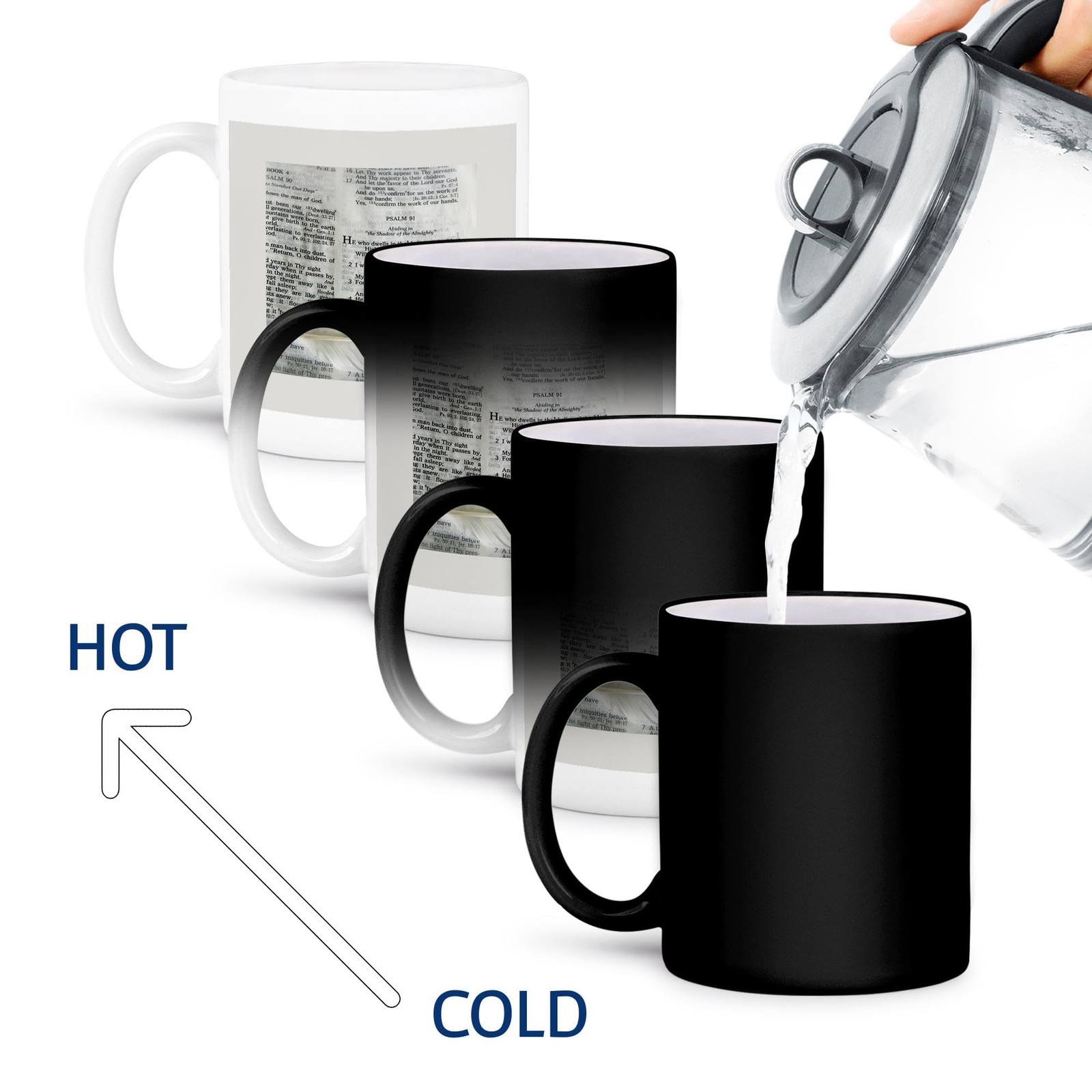 3dRose Psalm 91 Bible Feather Photo Magic Color Changing Mug 11oz