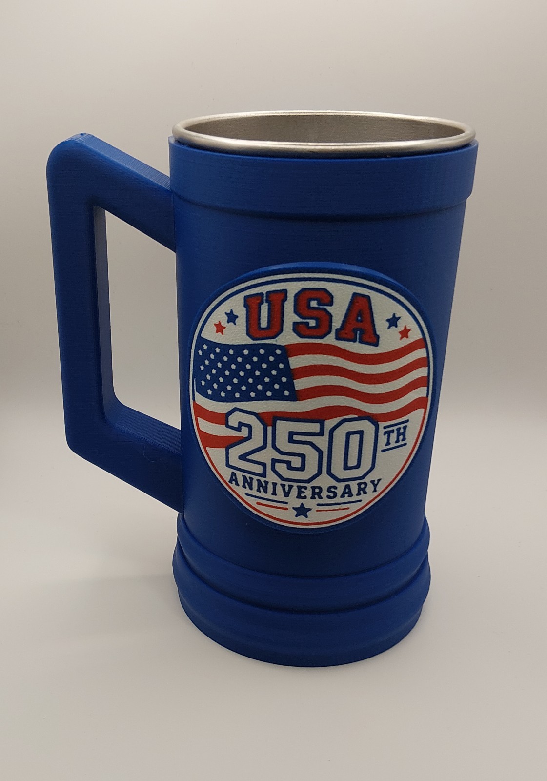 4-PACK BLUE Plastic Mug 16 Fl oz Cold Drink USA 250th Anniversary Theme 2