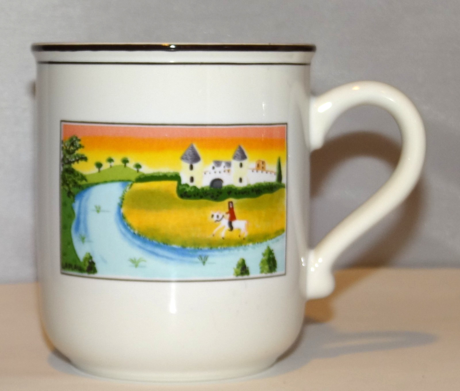 Villeroy & Boch Design Naif Folk Art Pattern Mug Cup Horse Luxembourg Vintage