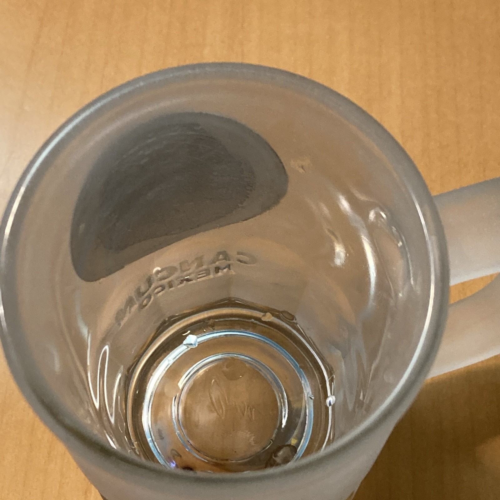 Frosted Glass 8 fl oz Beer Mug w/ Silver Aztec Calendar Medallion Cancun