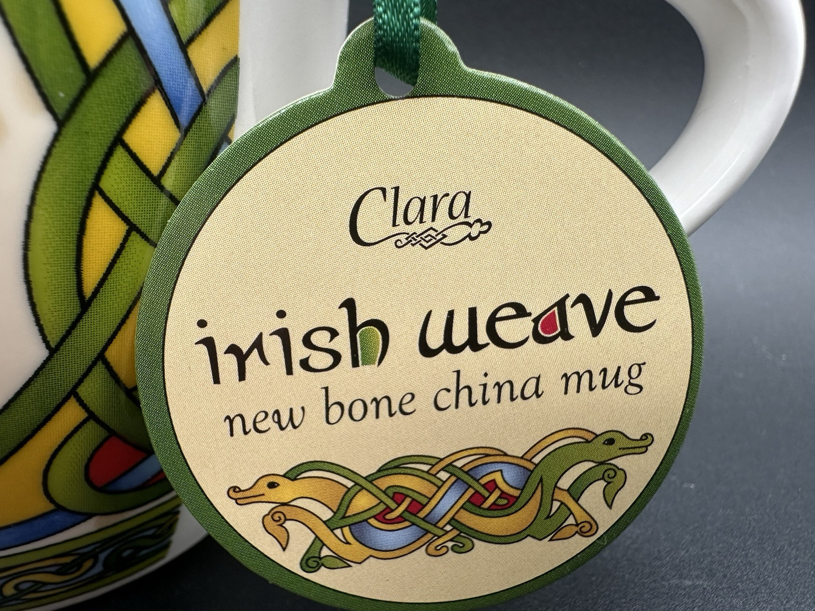 Irish Claddagh Ring Tea Coffee Mug Celtic Knot Design Bone China Round 13 fl oz