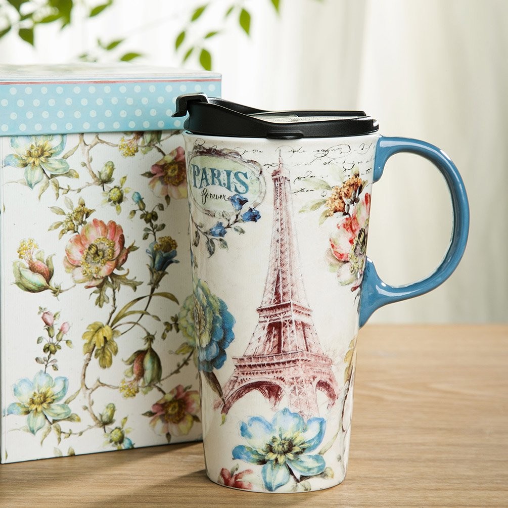 17 oz. Ceramic Travel Mugs and Coffee Cup with Sealed Lid and Color Box
