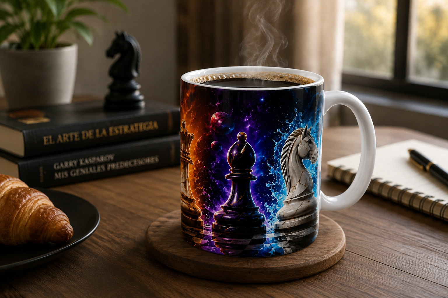 Chess Mug 11 oz Ceramic Coffee Cup – King, Queen, Bishop, Knight, Rook & Pawn..