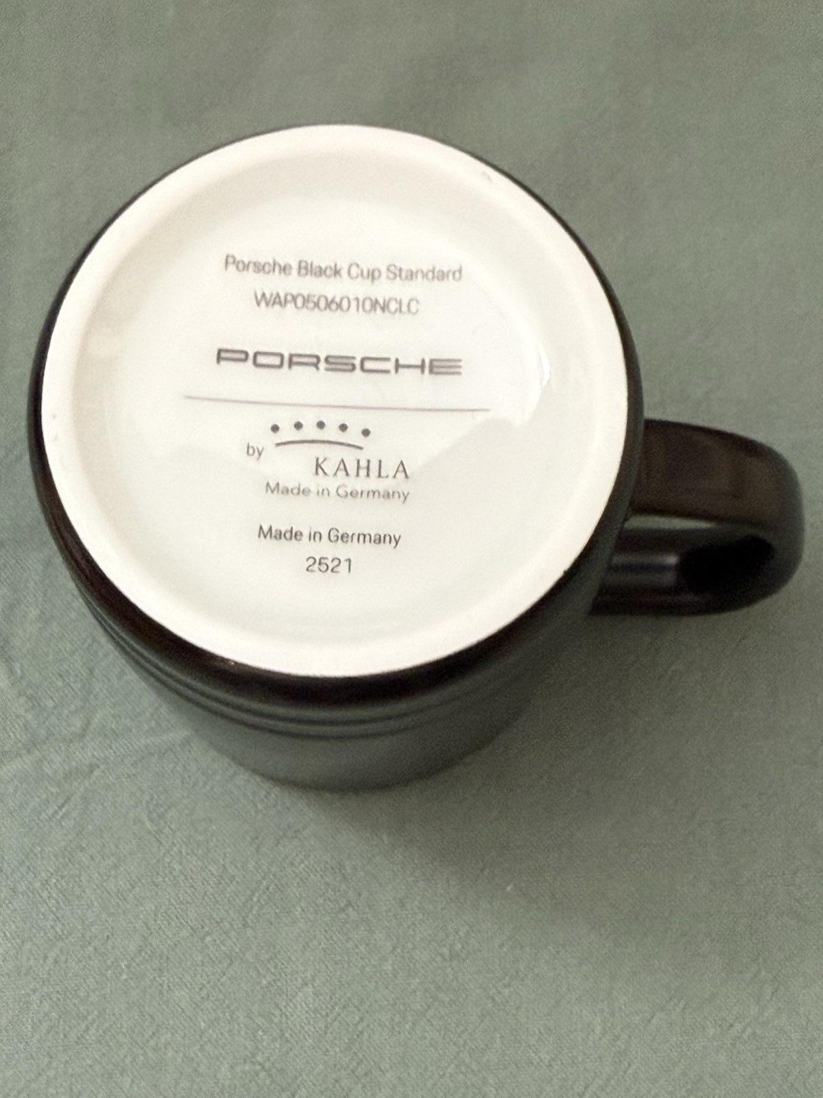 Porsche Black Matte Mug Kahla Germany Stuttgart Zuffenhausen 14oz NWOT