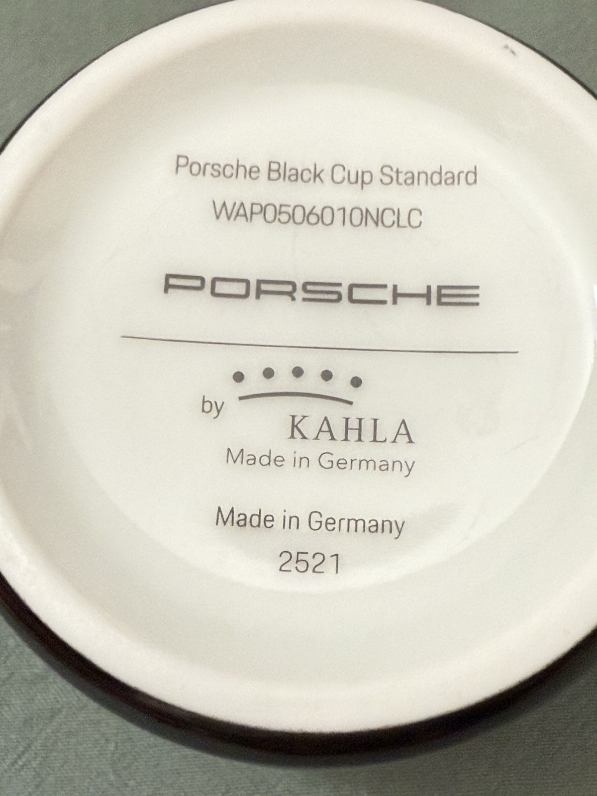 Porsche Black Matte Mug Kahla Germany Stuttgart Zuffenhausen 14oz NWOT