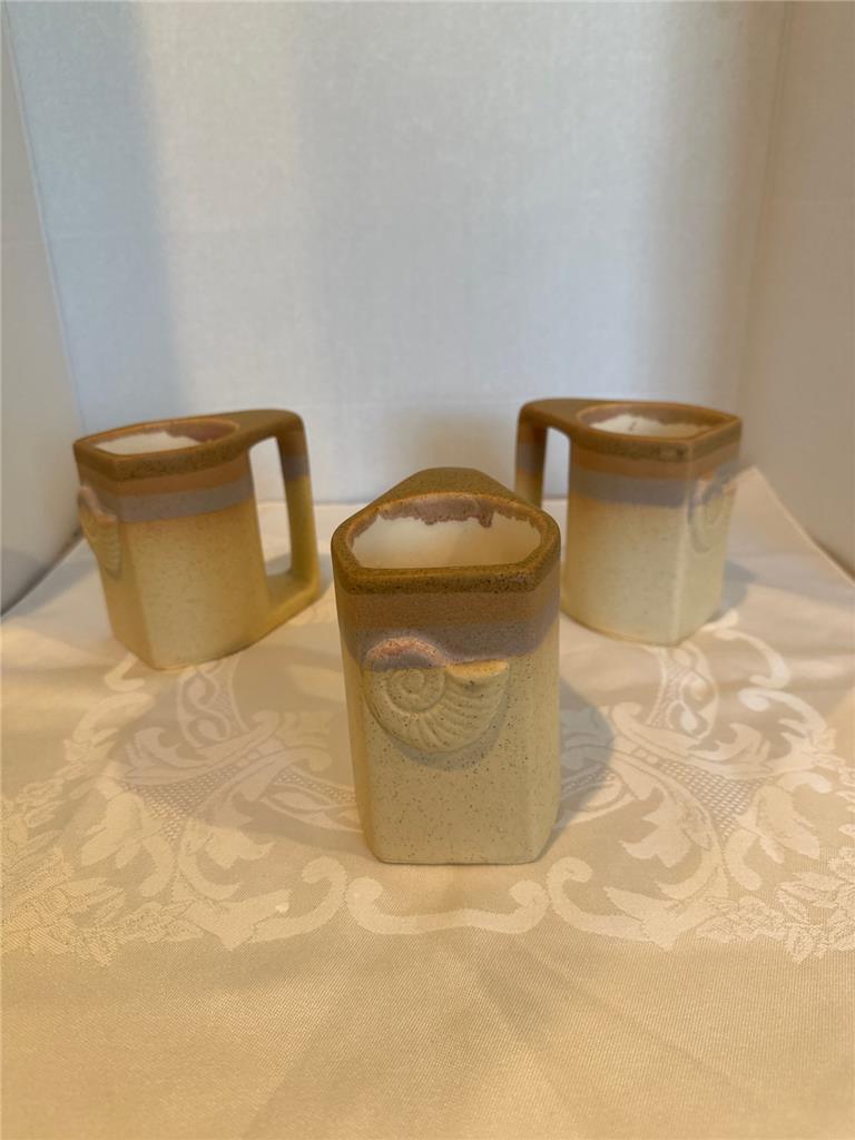 Set of 3 Padilla signed 1980’s Southwest Shell Stone Wear Mugs
