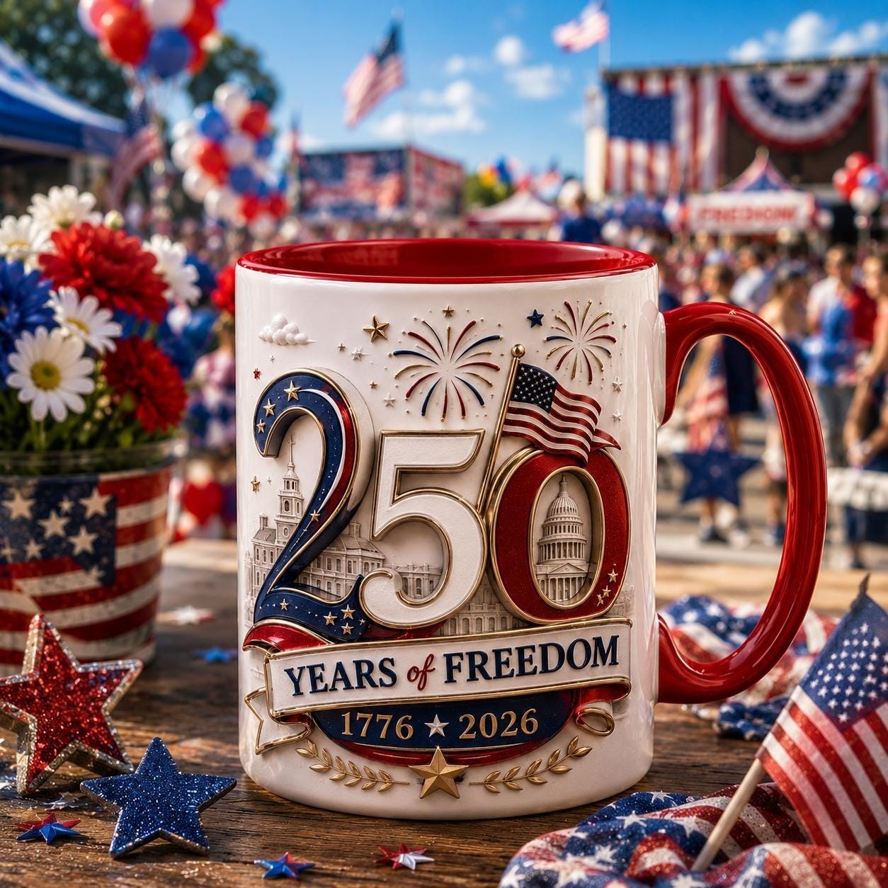 USA 250th Anniversary Mug, America 250 Years of Freedom Coffee Cup