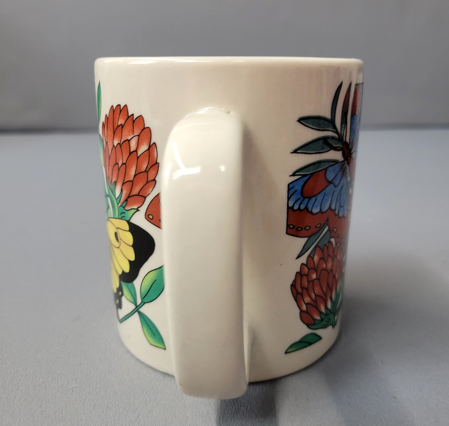 Butterfly Floral Mug Bright Butterflies Coffee 3.5″ Tall Handled 8 fl oz Cup