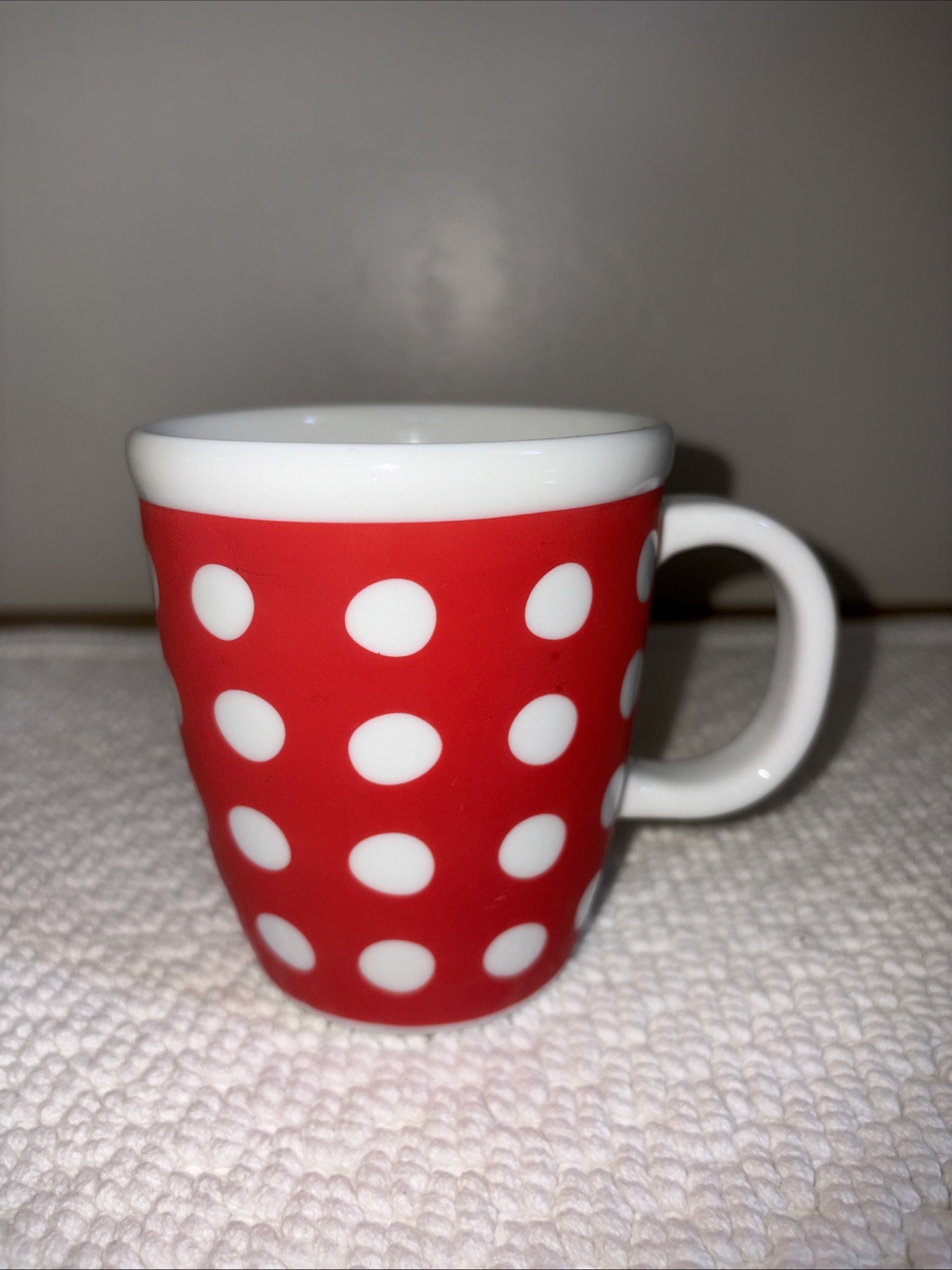 BODUM Ceramic Coffee Mugs Red White Polka Dots