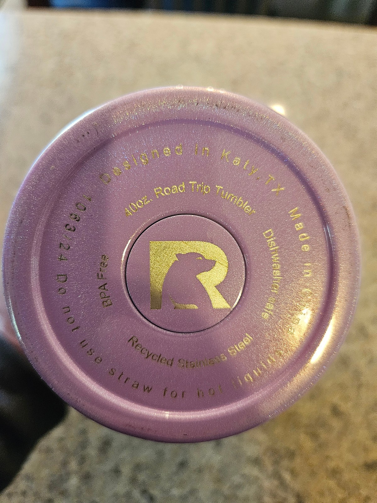 Rtic Road Trip 40 oz Insulated Tumbler Ceramic Lined Lid Straw Lavender Glitter