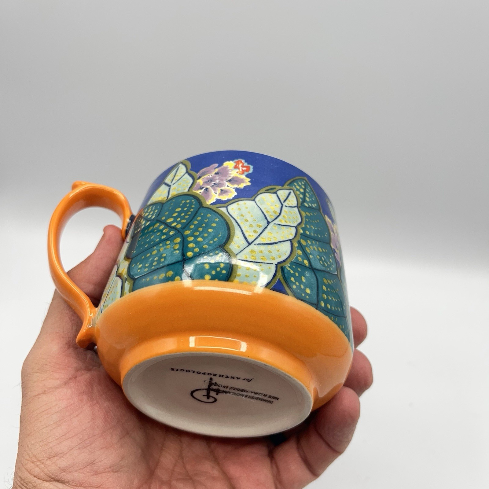 Anthropologie Paige Gemmel Animals Staffordshire Dog Coffee Tea Mug Floral Art