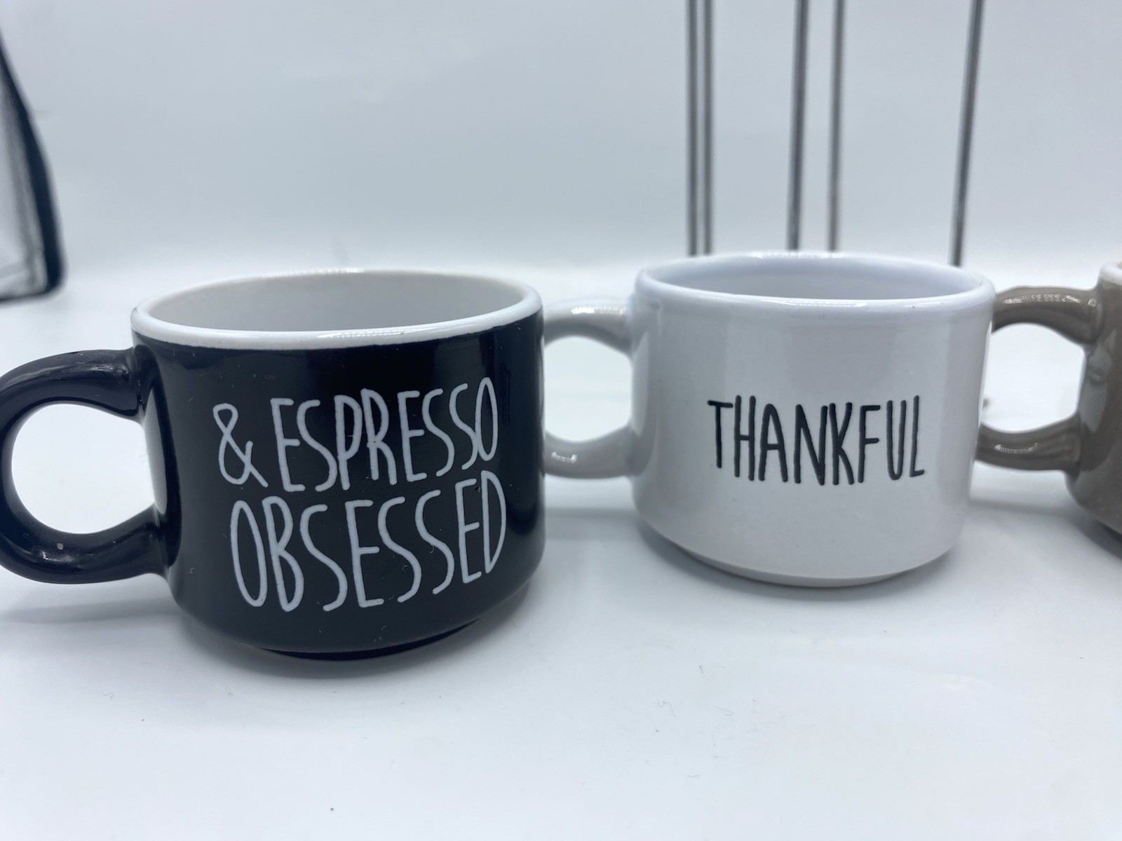 Home Essentials Set of 4 Ceramic Espresso Multicolor Worded Mug Set (1720)