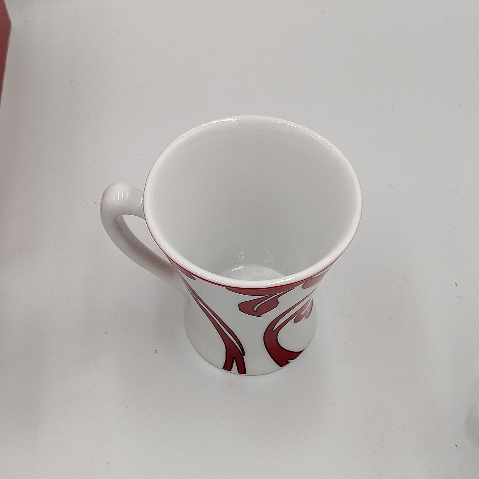 Ceramic Coffee Mug Set 4pc 10oz White Red Floral Round With Handle red velvet
