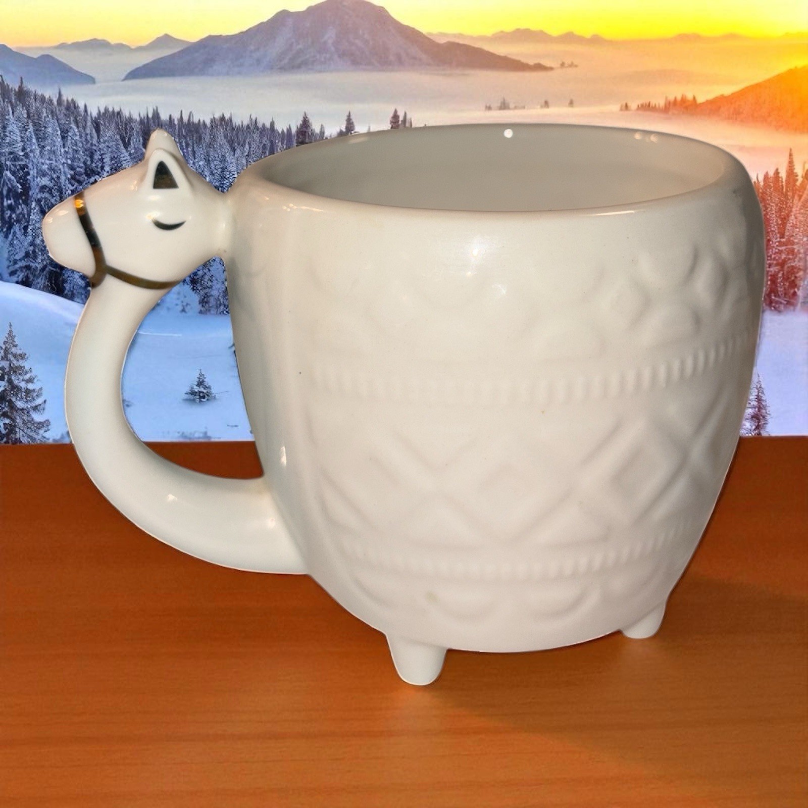 OpalHouse Off White Textured Stoneware Camel Llama Mug Gold Trim, Free Shipping