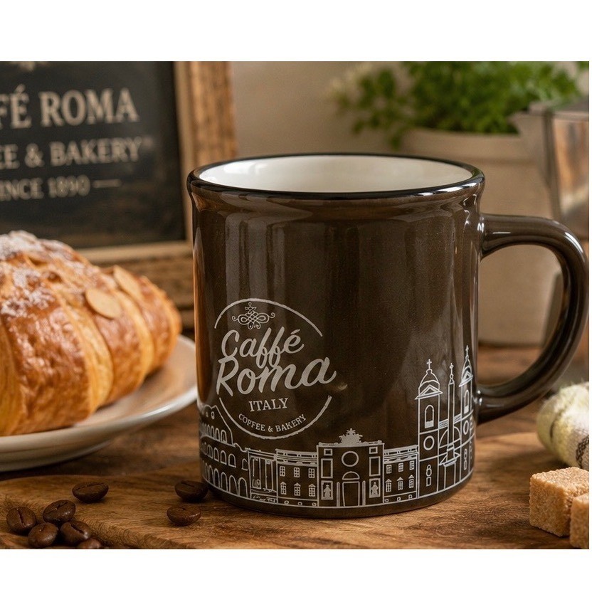 Borgo De Medici Caffè Roma Italy Coffee Mug Brown Ceramic Rome Landmark Cup