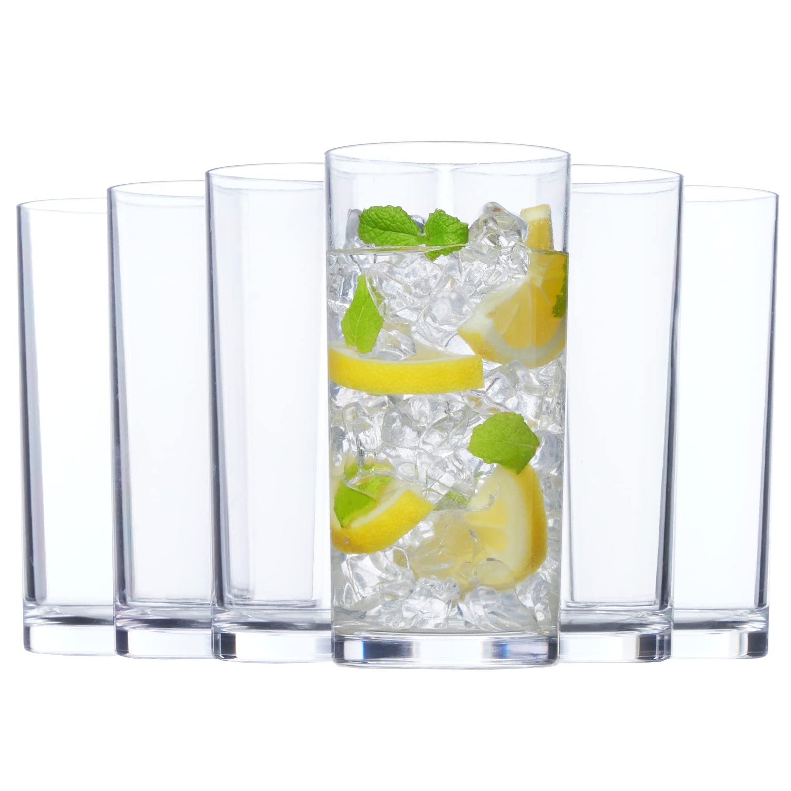 6 Pack 16oz Reusable Plastic Drinking Glasses BPA-Free Tumblers Water Cups