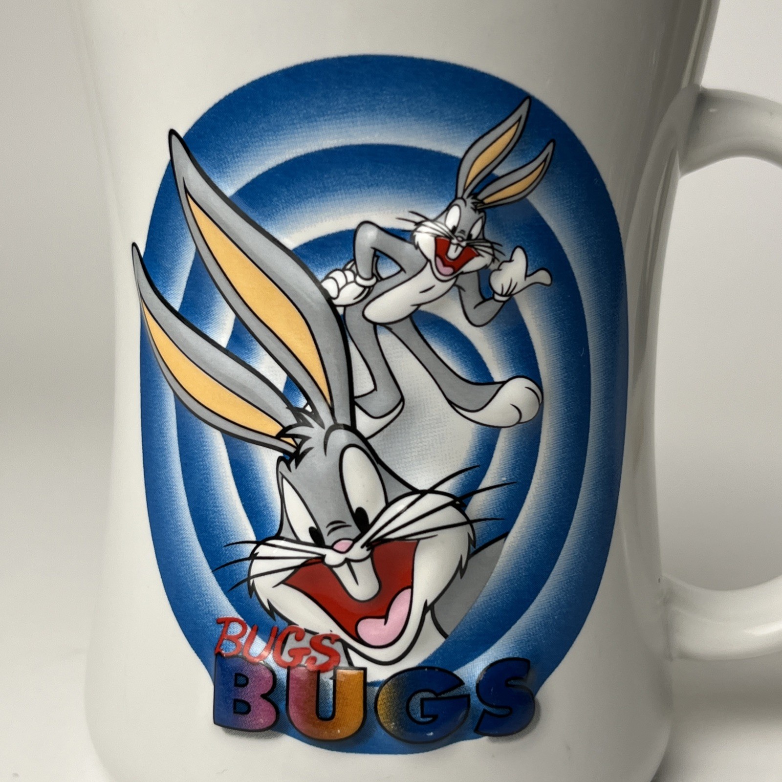 Six Flags Looney Tunes Bugs Bunny Mug Blue Interior Thailand s04 Warner Bros Vtg