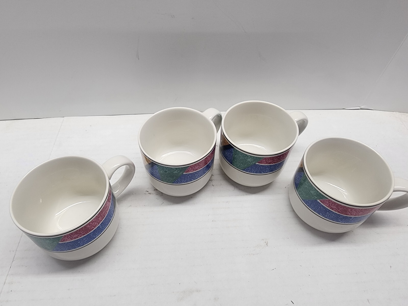 Sango Flair 91 Multi Color Decorative Mug Cup – 3″ Tall 3.25″ Wide 4pc Set