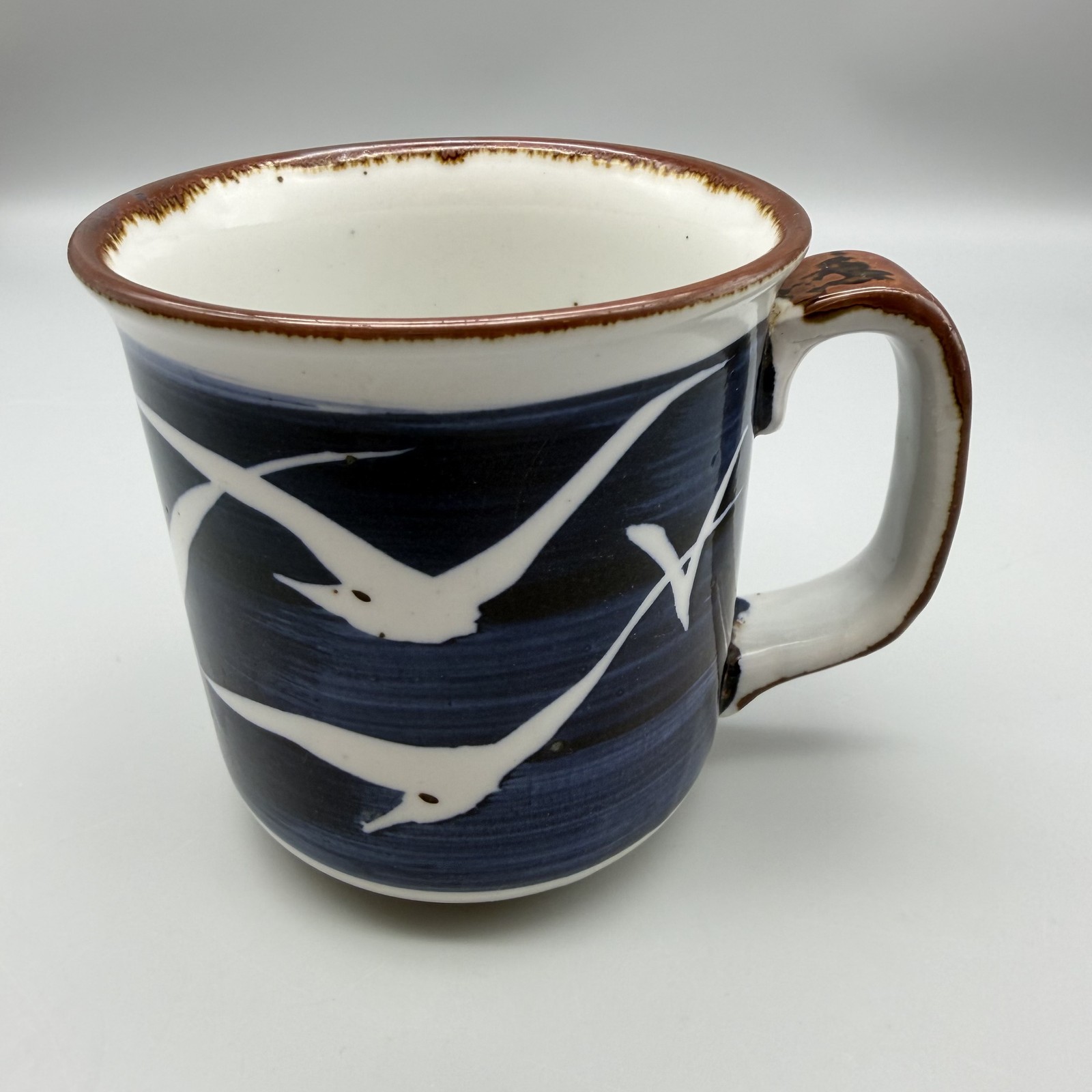 Potters Selection Ranmaru Mugs 3 Japan Blue White Fish Bird Pattern Coffee