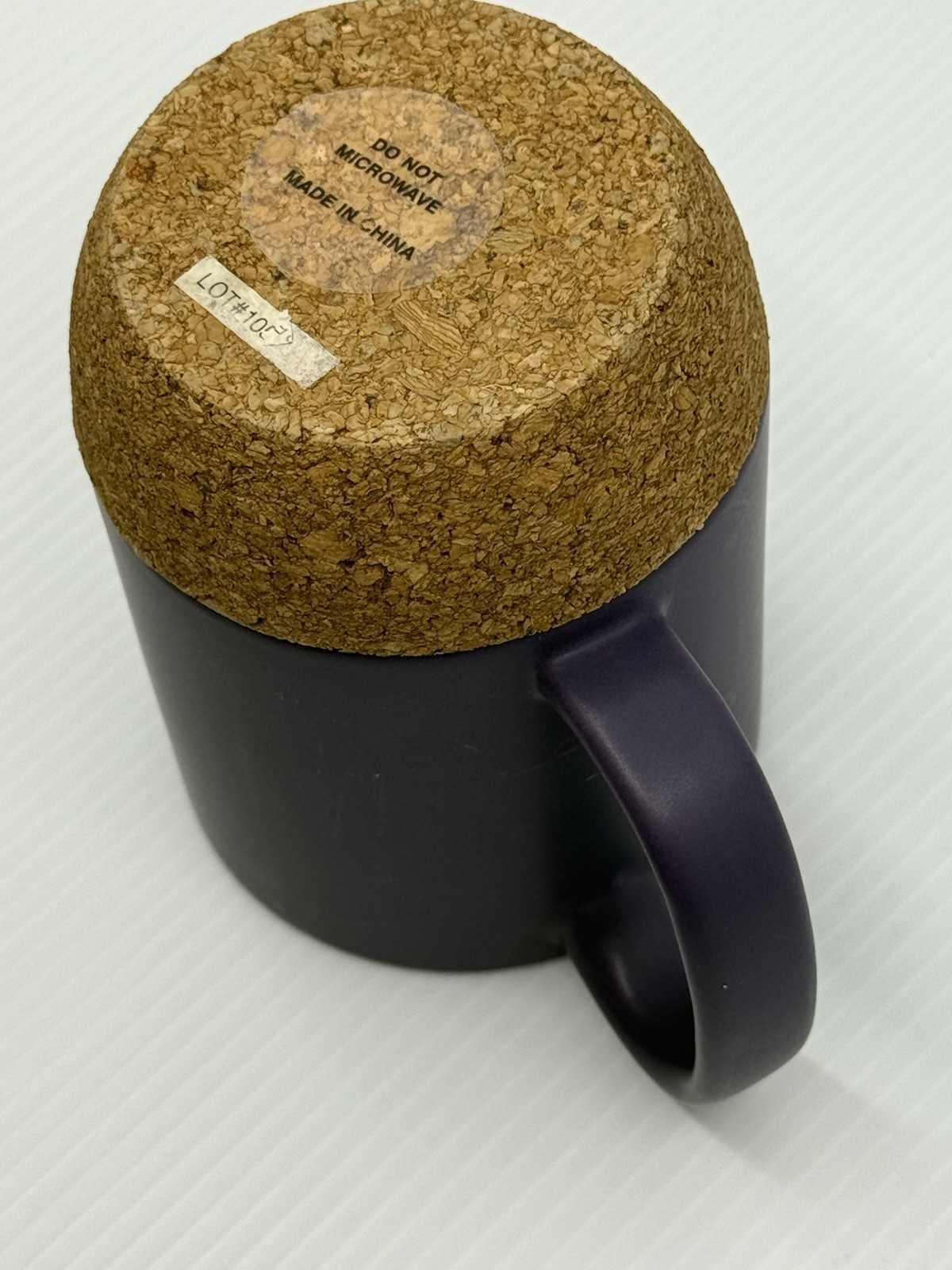 PJ’s Coffee of New Orleans Dark Purple Ceramic Cork Mug Decorated LOT#1052