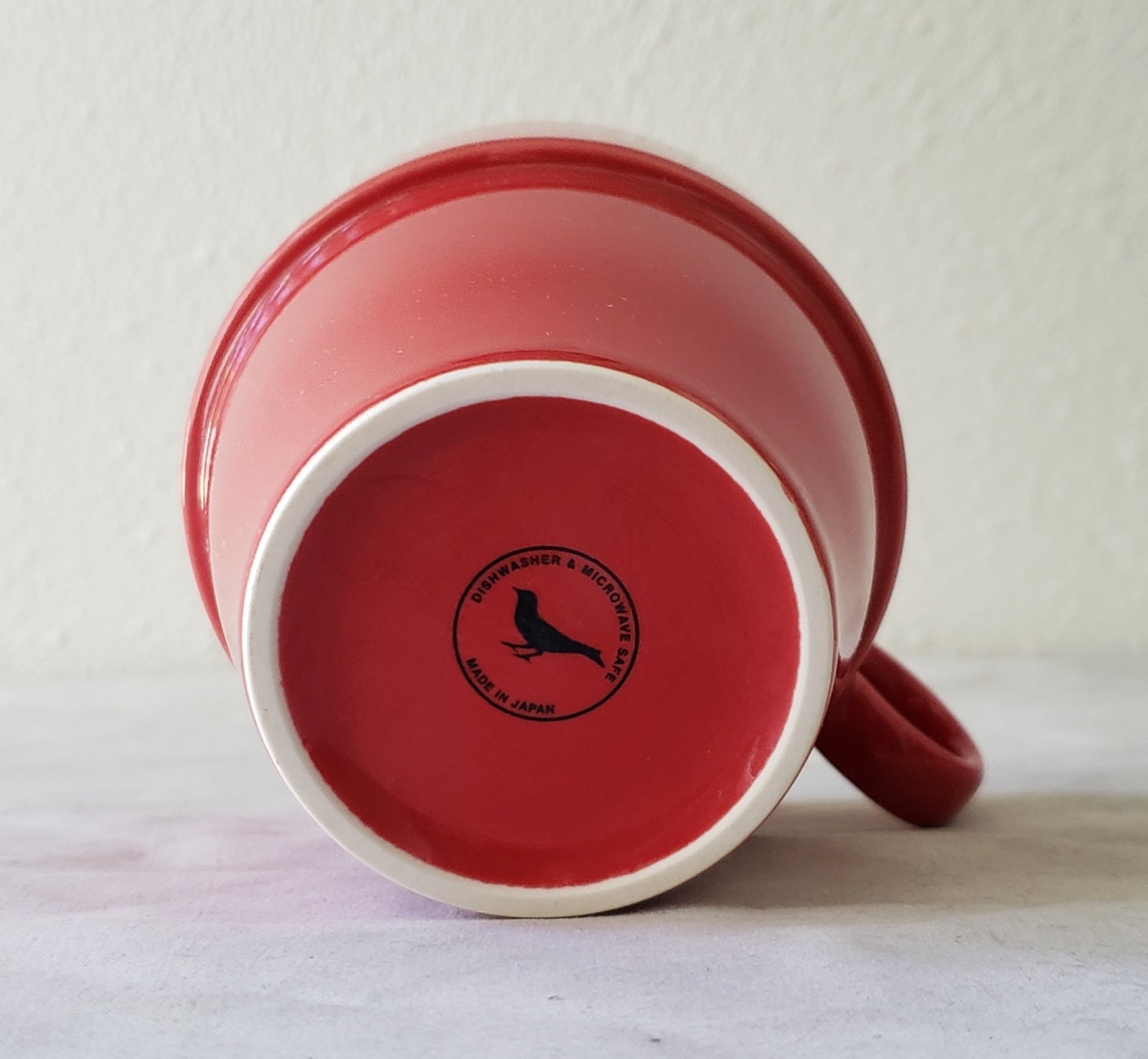 Set of 4 Anthropologie 12 oz Apple Red Stackable Flower Pot O-Ring Handle Mugs