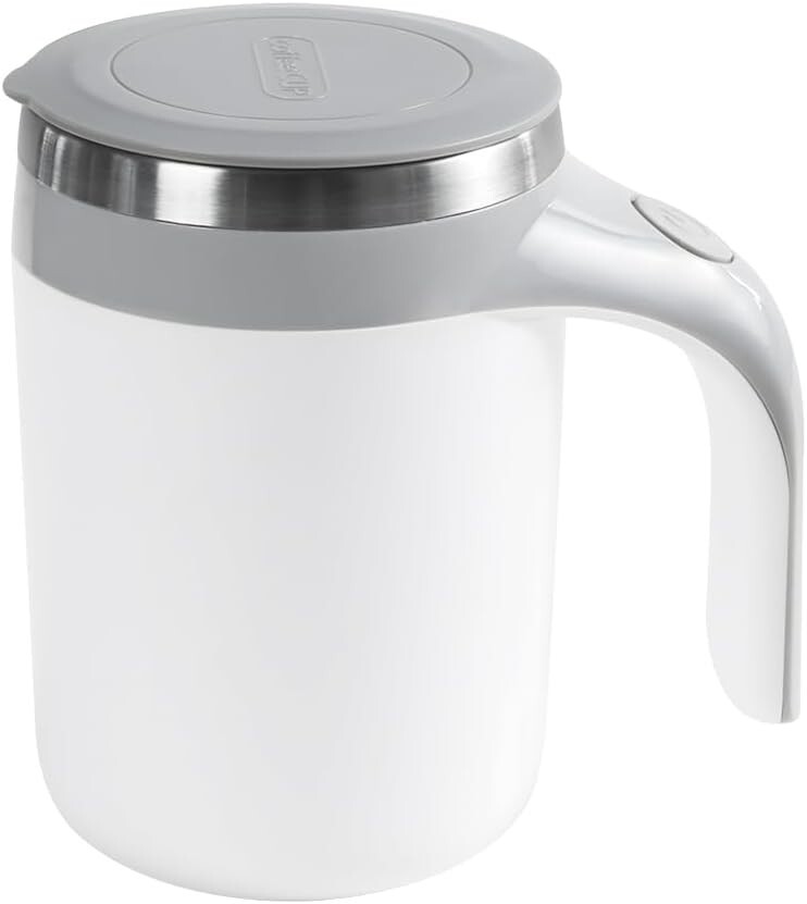 Automatic Mixing Coffee Mug Rotating Cute Mixing Cup 13 oz/380 ml, White
