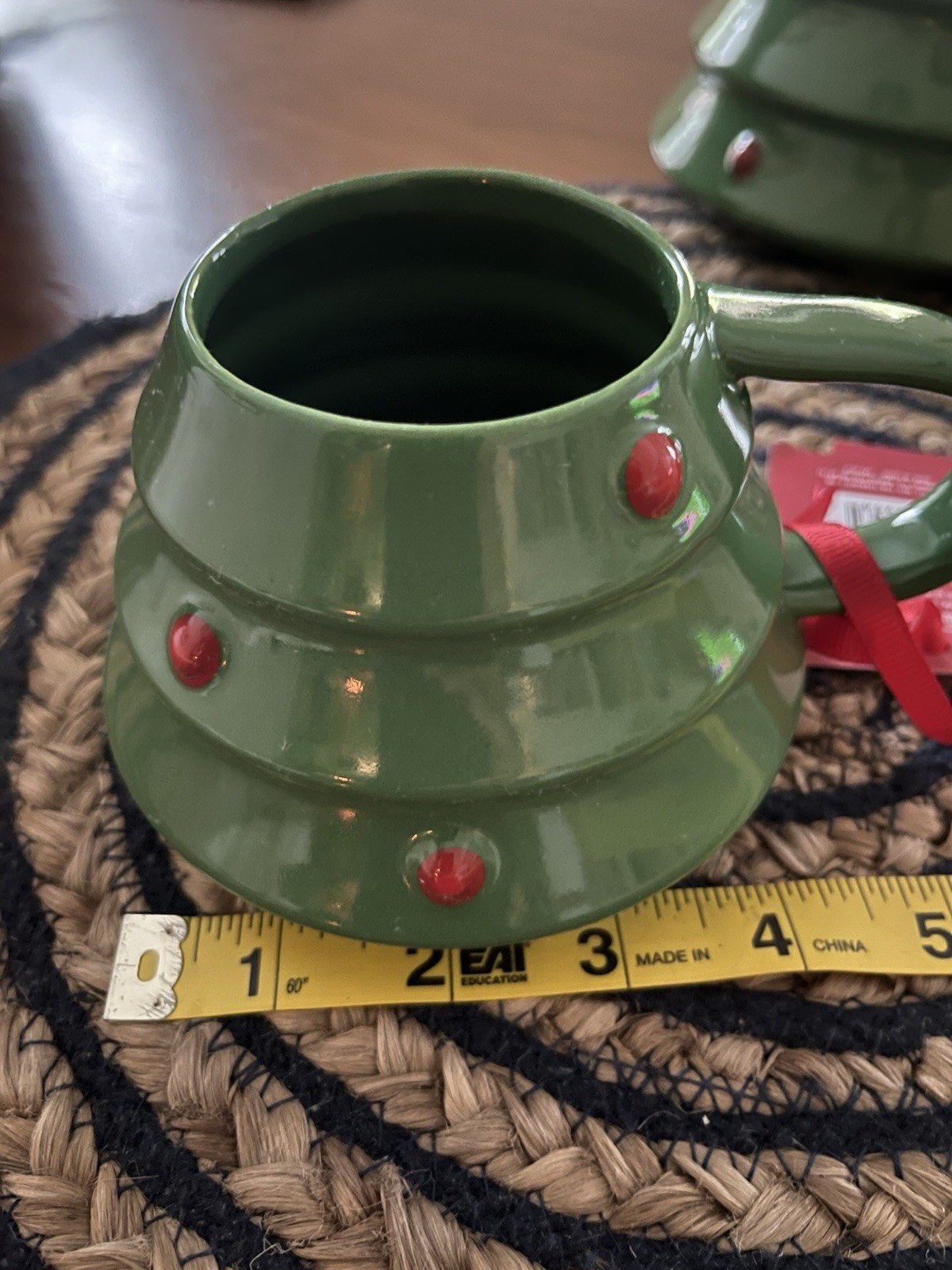 Hallmark Stackable Christmas Tree Coffee Mug Set 2pc Ceramic Green/Red
