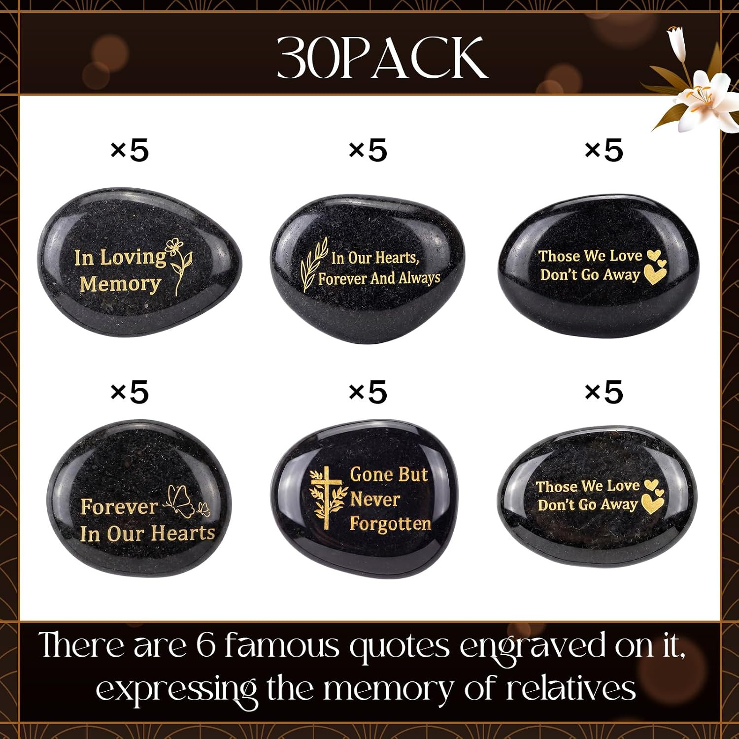 30 Pcs Memorial Stone 1.97 Inch Celebration of Life Favor Inspirational River Ro