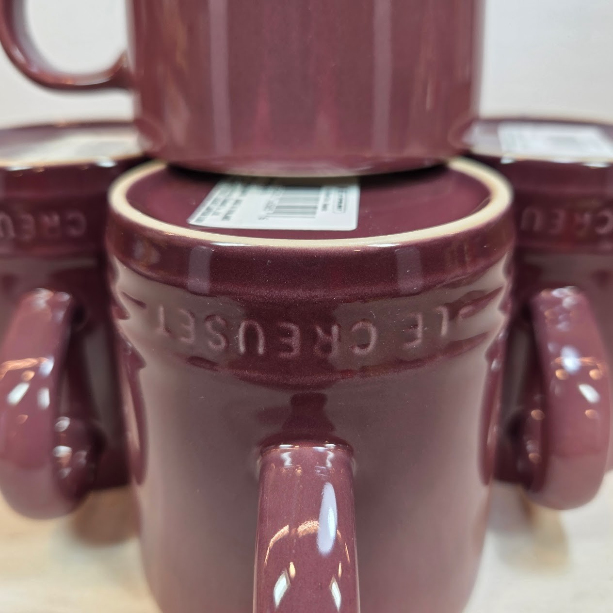 Le Creuset FIG Stoneware 12 oz London Mug Set of 4 Seconds 350 ml Coffee Tea NIB