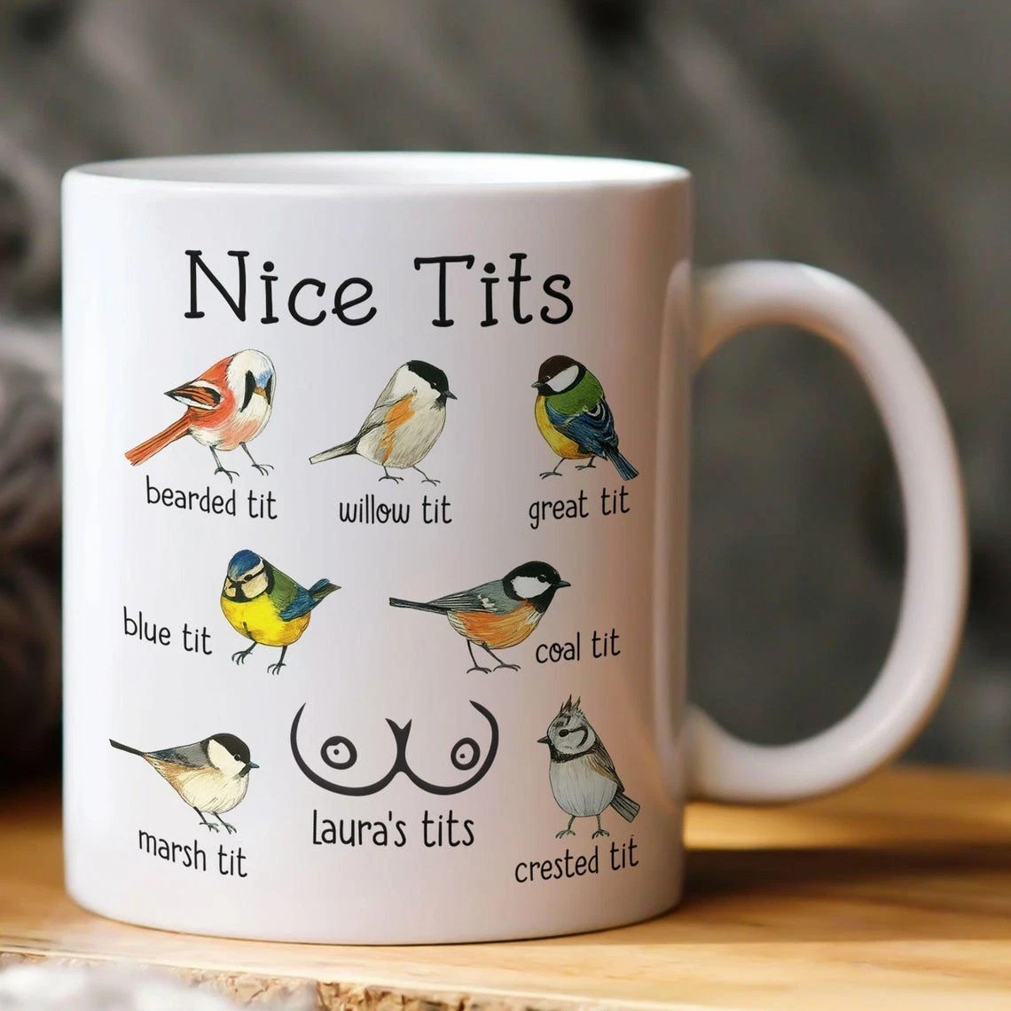 Personalized Funny Nice Tits Coffee Mug, Funny Bulk Gifts, Funny Bird Pun Mug