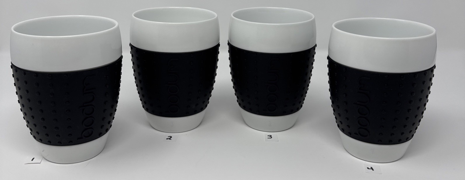 Bodum-Set Of 4-White With Black Grip Sleeve-12oz.