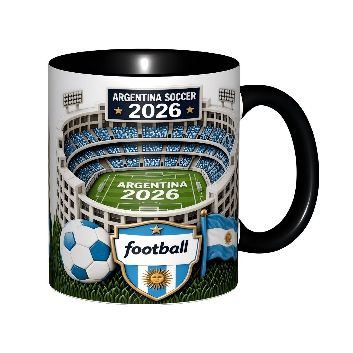 2D Printed Football Stadium Ceramic Coffee Mug, A Gift for Sports Fan