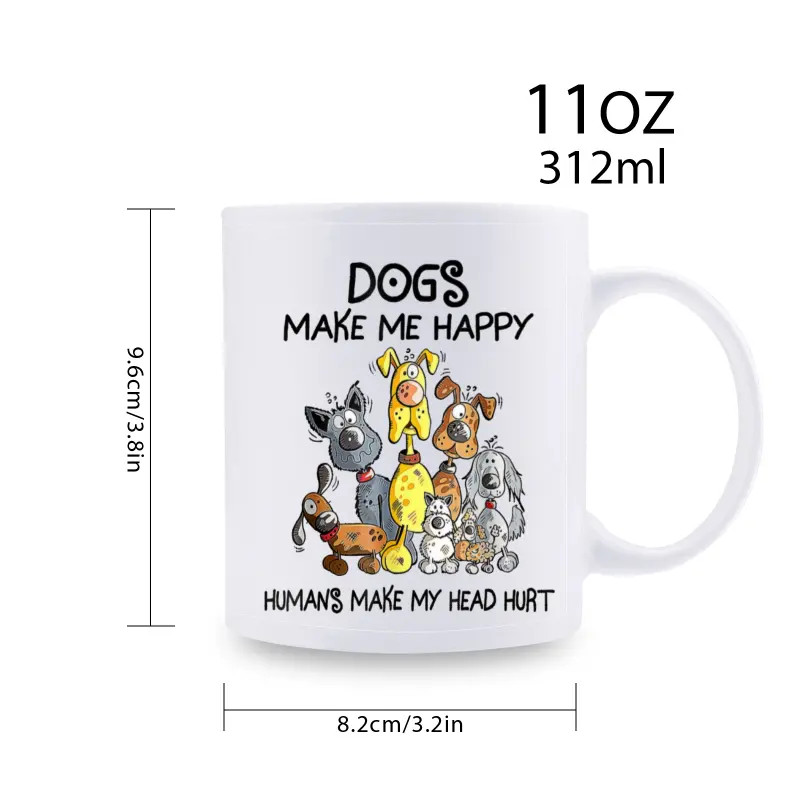 11 oz, Ceramic Mug With Funny Dog illustration Cartoon Coffee Cup Novelty gift