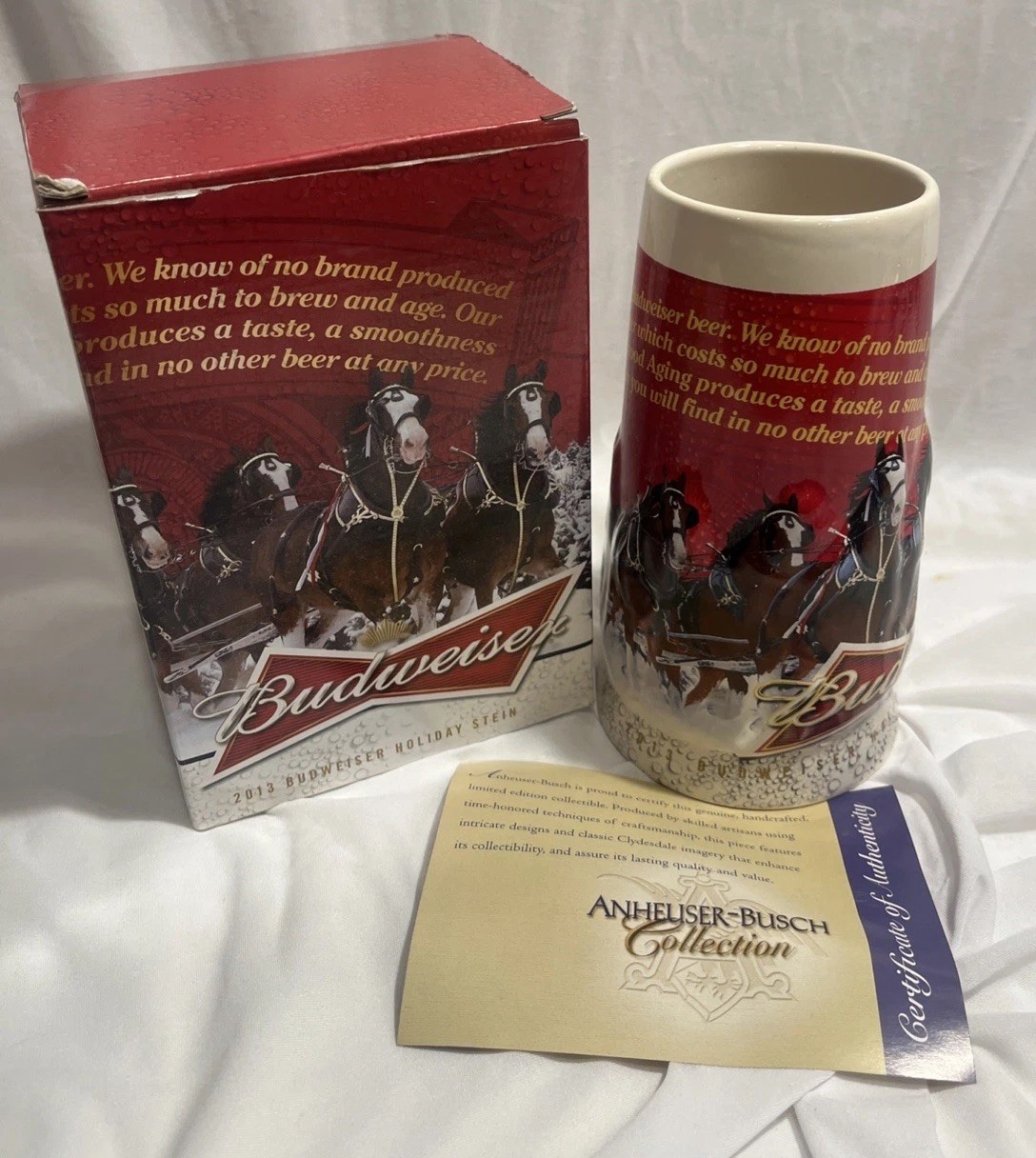New 2013 Budweiser Holiday Stein “SIGHTS OF THE SEASON” With Box