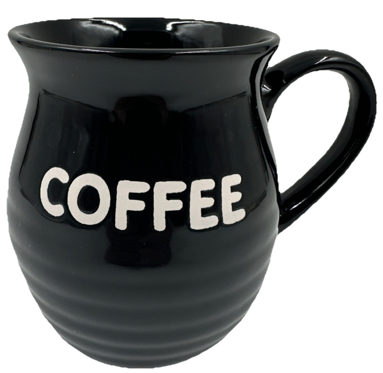 Black Coffee Text Mug Minimalist Farmhouse Stoneware Ceramic 14 – 16 oz