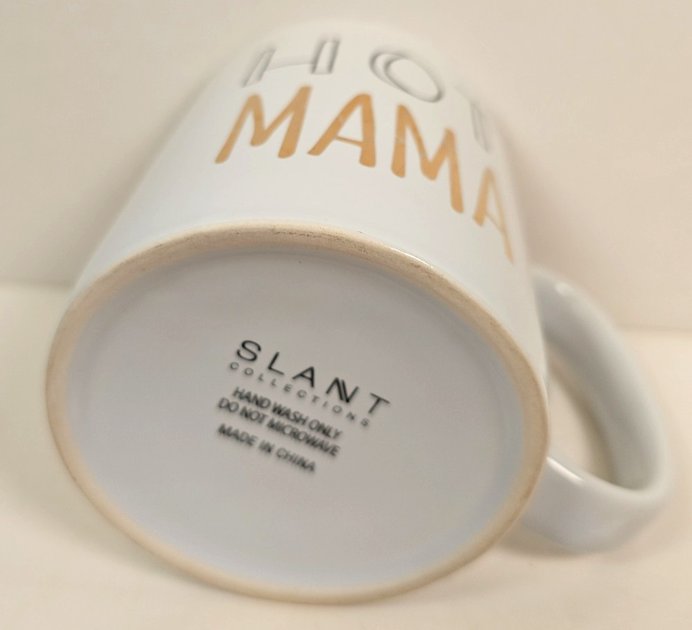 New HOT MAMA Coffee/Tea Mug 14 oz Slant Collections White/Gold Trim