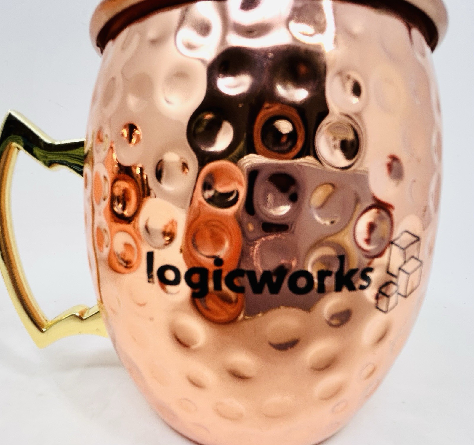 Hammered Copper-Plated Finish Stainless Steel Moscow Mule Mugs 5″ set of 4